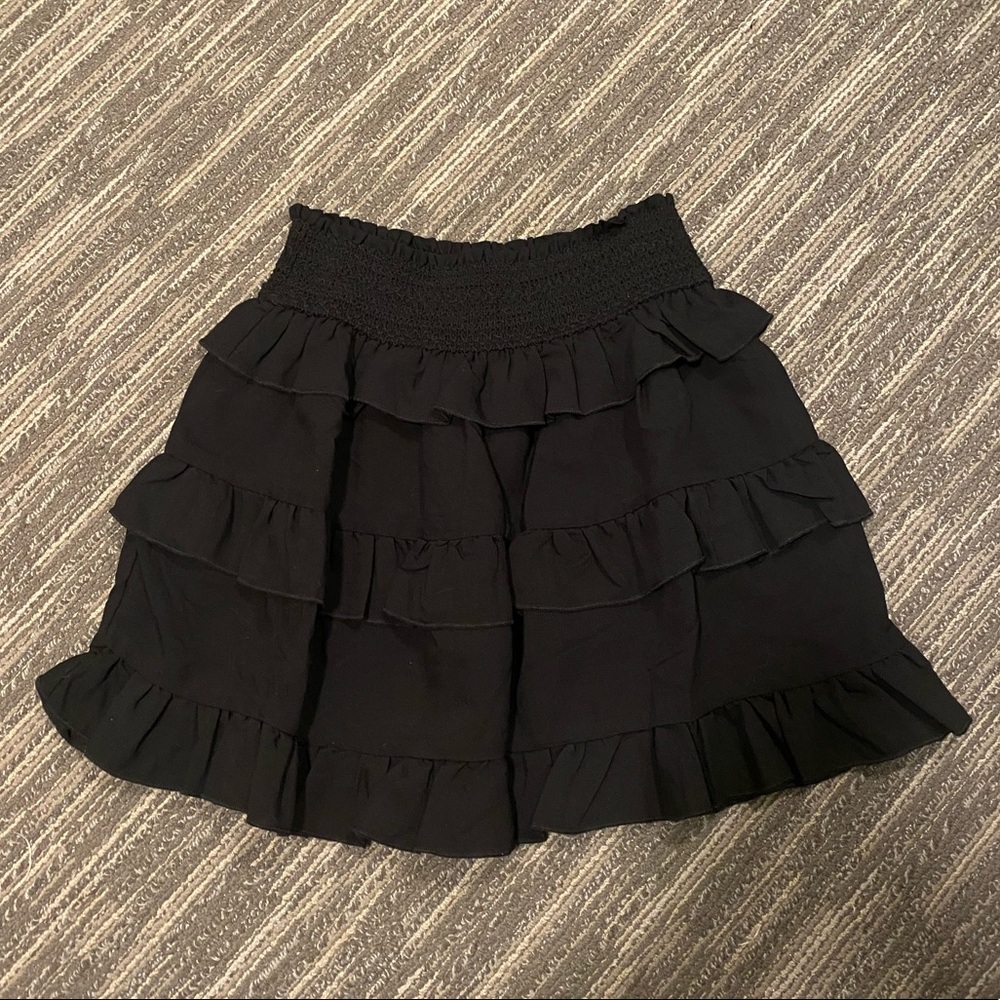 Lush Black Ruffle Mini Skirt